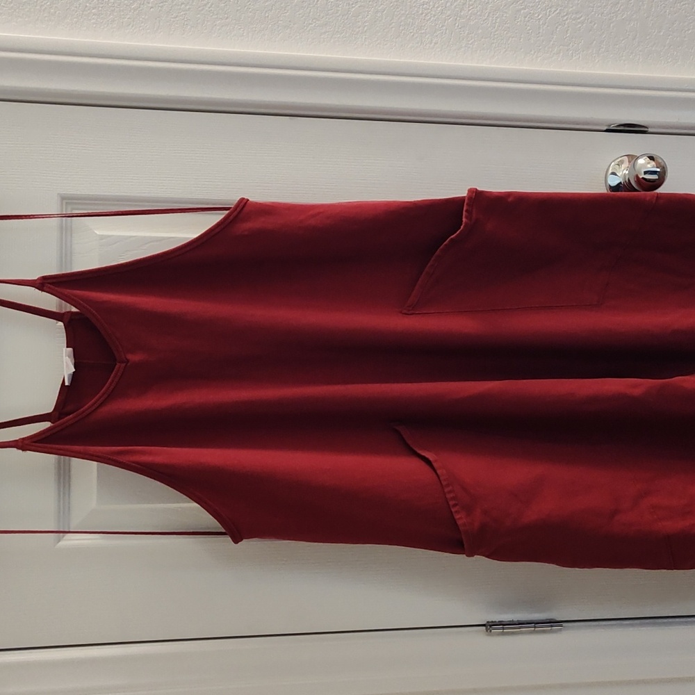 LuLaRoe Bridget Jumpsuit Size Medium Dark Red - Picture 3 of 10